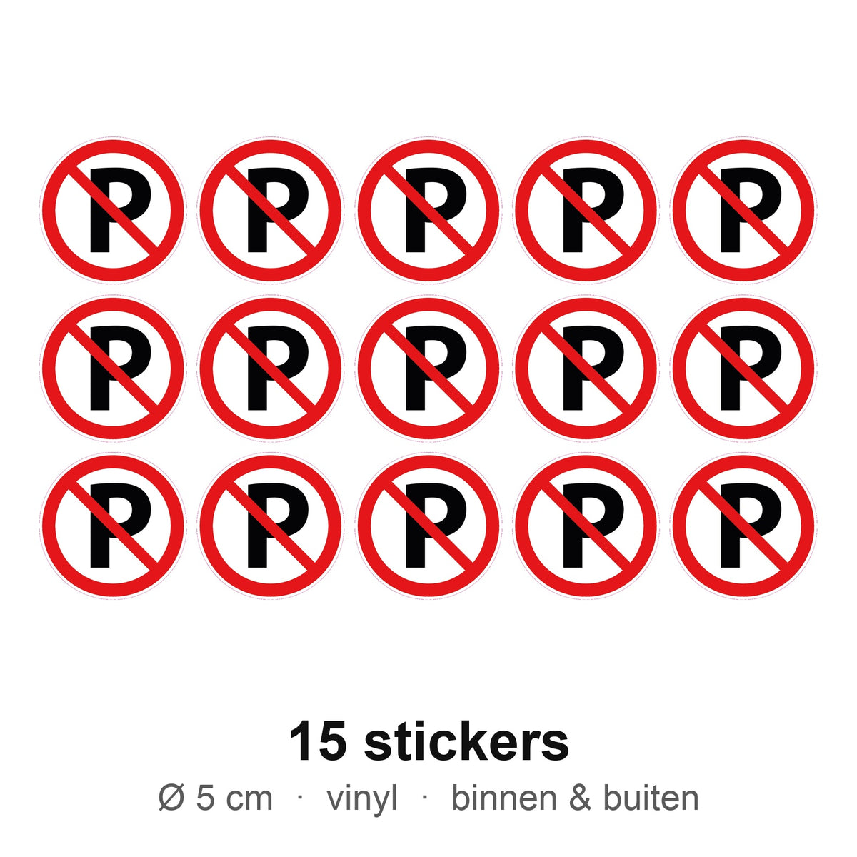 15 stickers Niet parkeren, 5 cm