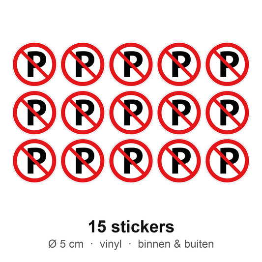 15 stickers Niet parkeren, 5 cm