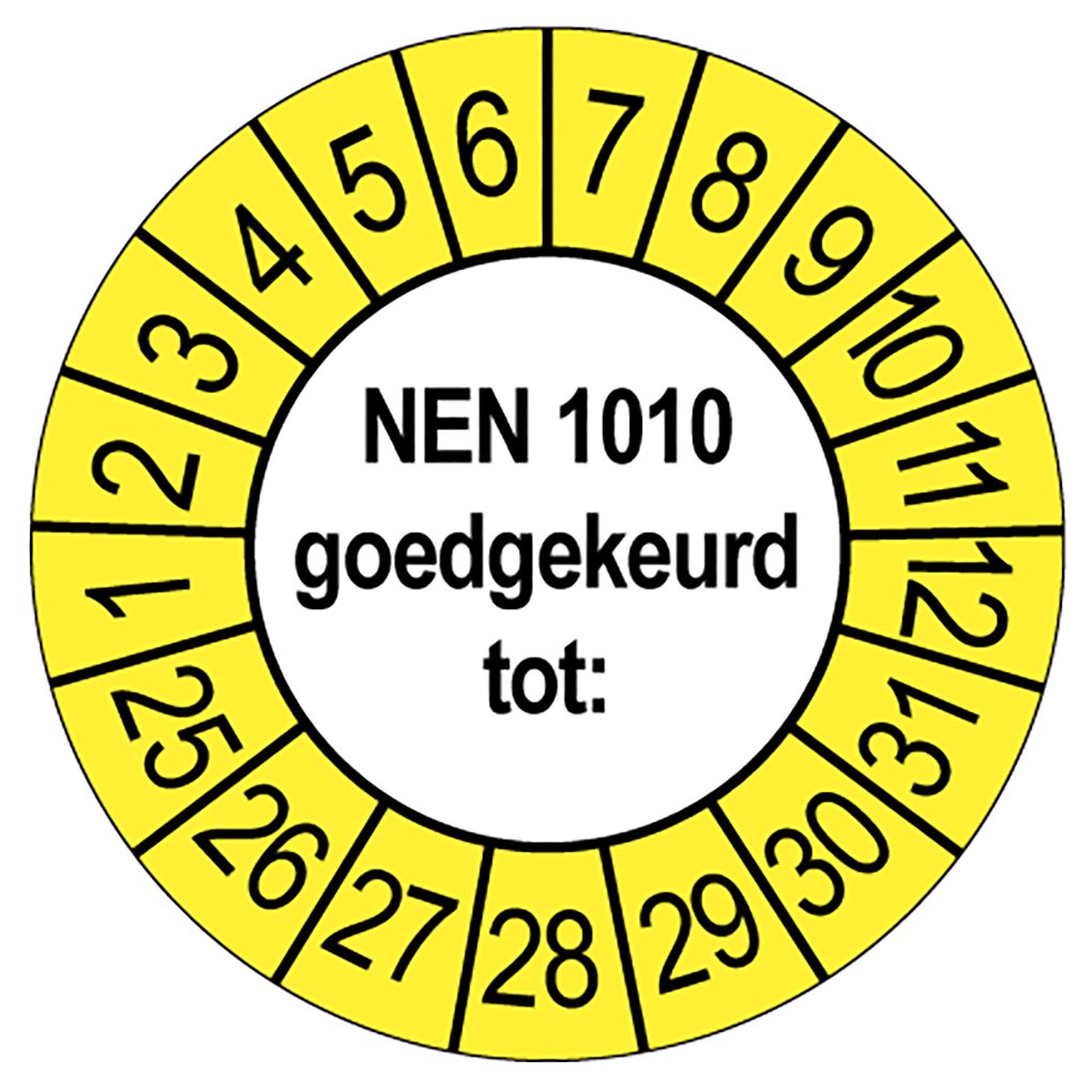 NEN 1010 Keuringsstickers | 50 stuks | Ø 35 mm | Voor Elektrische Installaties - Ricard Pictogram stickers - 8718133052866