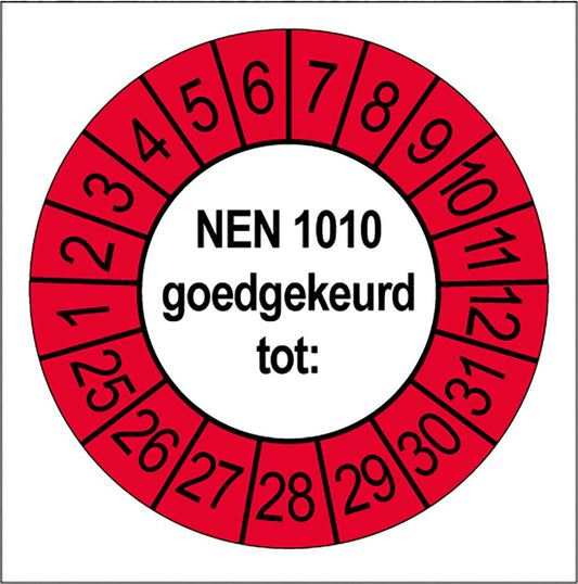 NEN 1010 Keuringsstickers | 50 stuks | Ø 35 mm | Voor Elektrische Installaties - Ricard Pictogram stickers - 8718133052965