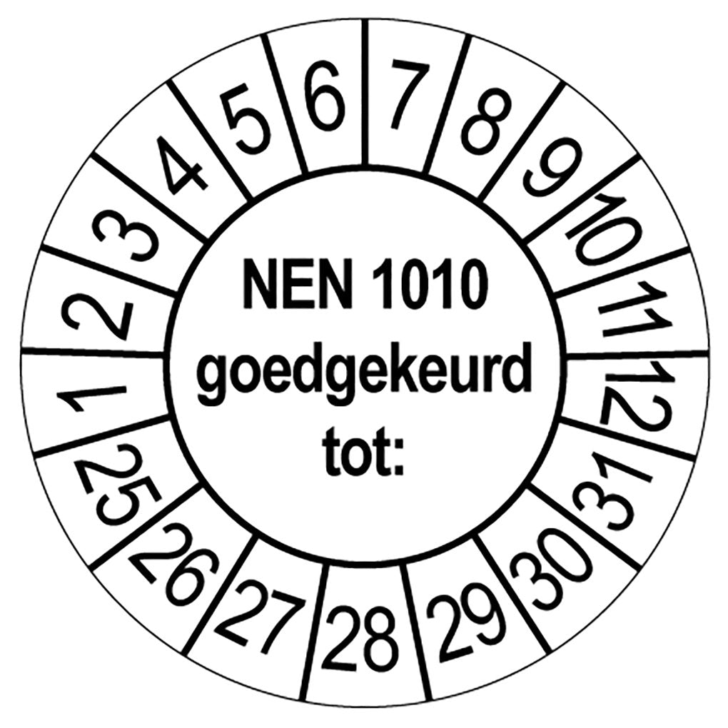 NEN 1010 Keuringsstickers | 50 stuks | Ø 35 mm | Voor Elektrische Installaties - Ricard Pictogram stickers - 8718133053009