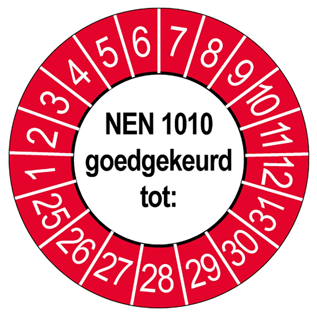 NEN 1010 Keuringsstickers | 50 stuks | Ø 35 mm | Voor Elektrische Installaties - Ricard Pictogram stickers - 8718133053023