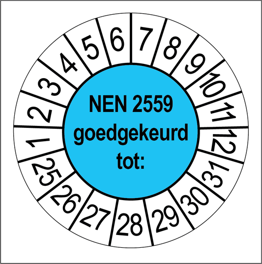 Keuringsstickers NEN 2559 Goedgekeurd Blauw - Rond 35 mm - Ricard