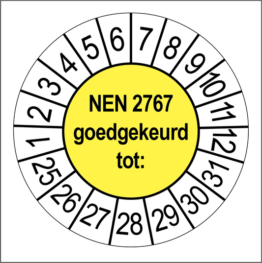 Keuringsstickers NEN 2767 Goedgekeurd Geel - Rond 35 mm - Ricard