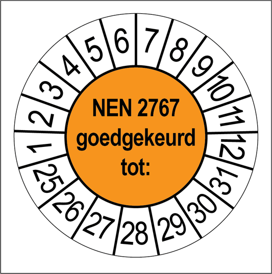Keuringsstickers NEN 2767 Goedgekeurd Oranje - Rond 35 mm - Ricard