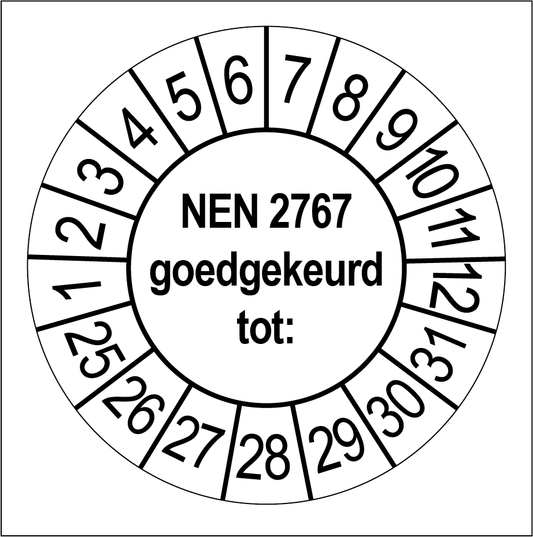 Keuringsstickers NEN 2767 Goedgekeurd Wit - Rond 35 mm - Ricard