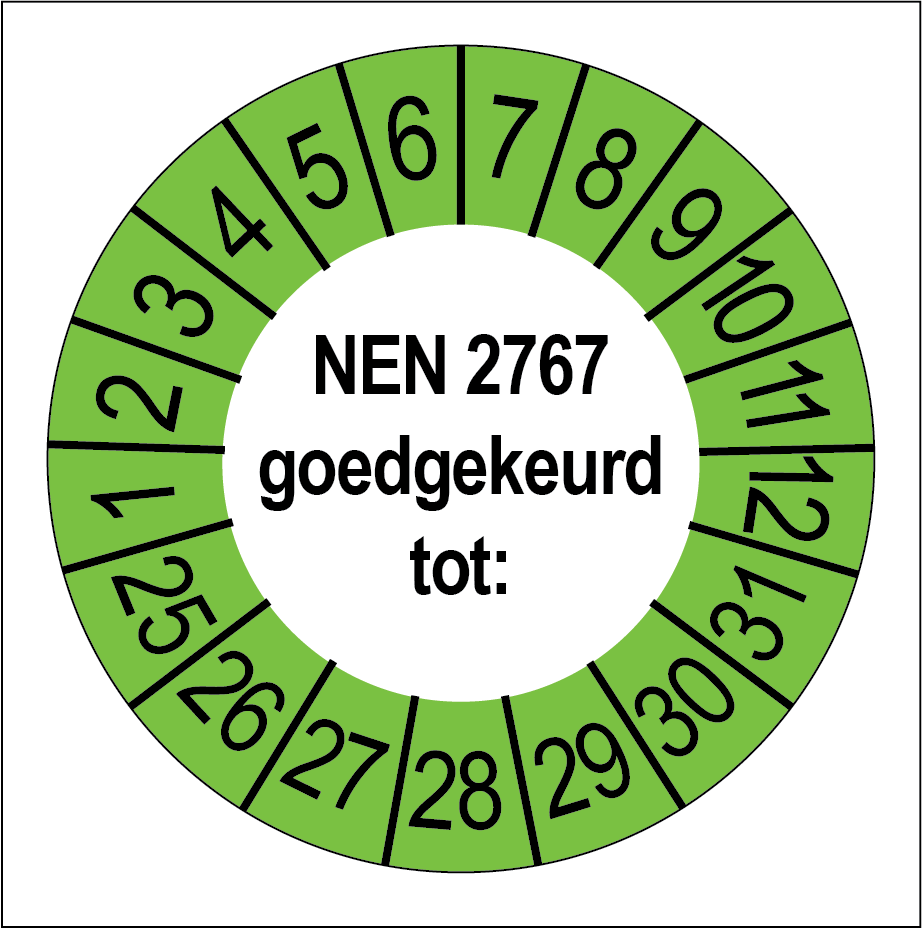 Keuringsstickers NEN 2767 Goedgekeurd Groene Buitenrand - Rond 35 mm - Ricard