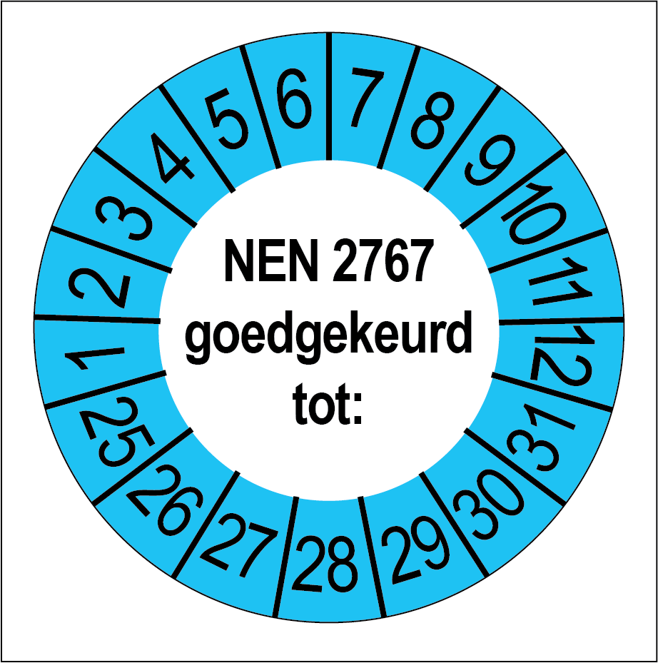 Keuringsstickers NEN 2767 Goedgekeurd Blauwe Buitenrand - Rond 35 mm - Ricard