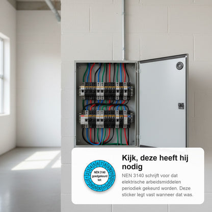 sfeerbeeld NEN 3140 Goedgekeurd tot Buiten Blauw