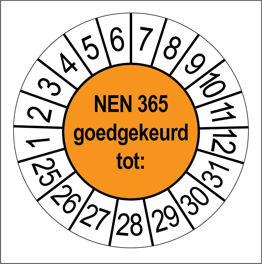 Keuringsstickers NEN 365 Goedgekeurd Oranje - Rond 35 mm - Ricard