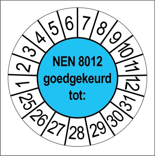 Keuringsstickers NEN 8012 Goedgekeurd Blauw - Rond 35 mm - Ricard