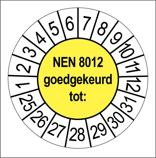 Keuringsstickers NEN 8012 Goedgekeurd Geel - Rond 35 mm - Ricard