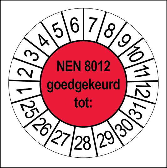 Keuringsstickers NEN 8012 Goedgekeurd Rood - Rond 35 mm - Ricard