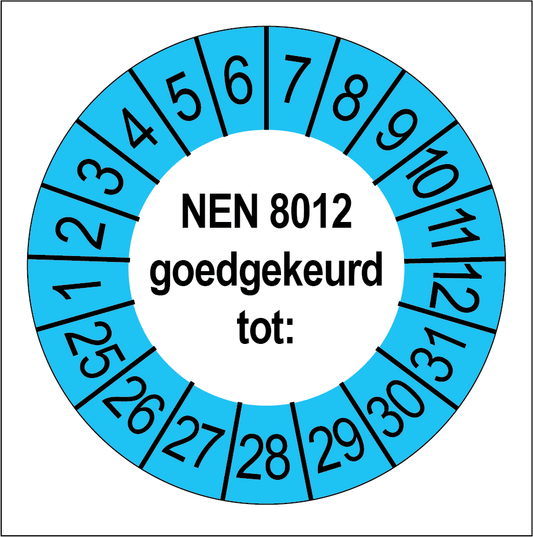 Keuringsstickers NEN 8012 Goedgekeurd Blauwe Buitenrand - Rond 35 mm - Ricard