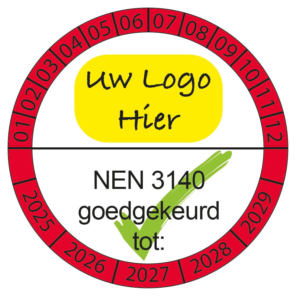 NEN3140 Keuringsstickers met Eigen Logo ontwerp logo - Ricard Pictogram stickers -