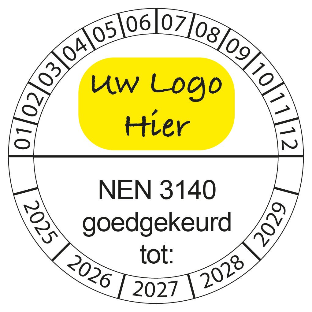 NEN3140 Keuringsstickers met Eigen Logo ontwerp logo - Ricard Pictogram stickers -