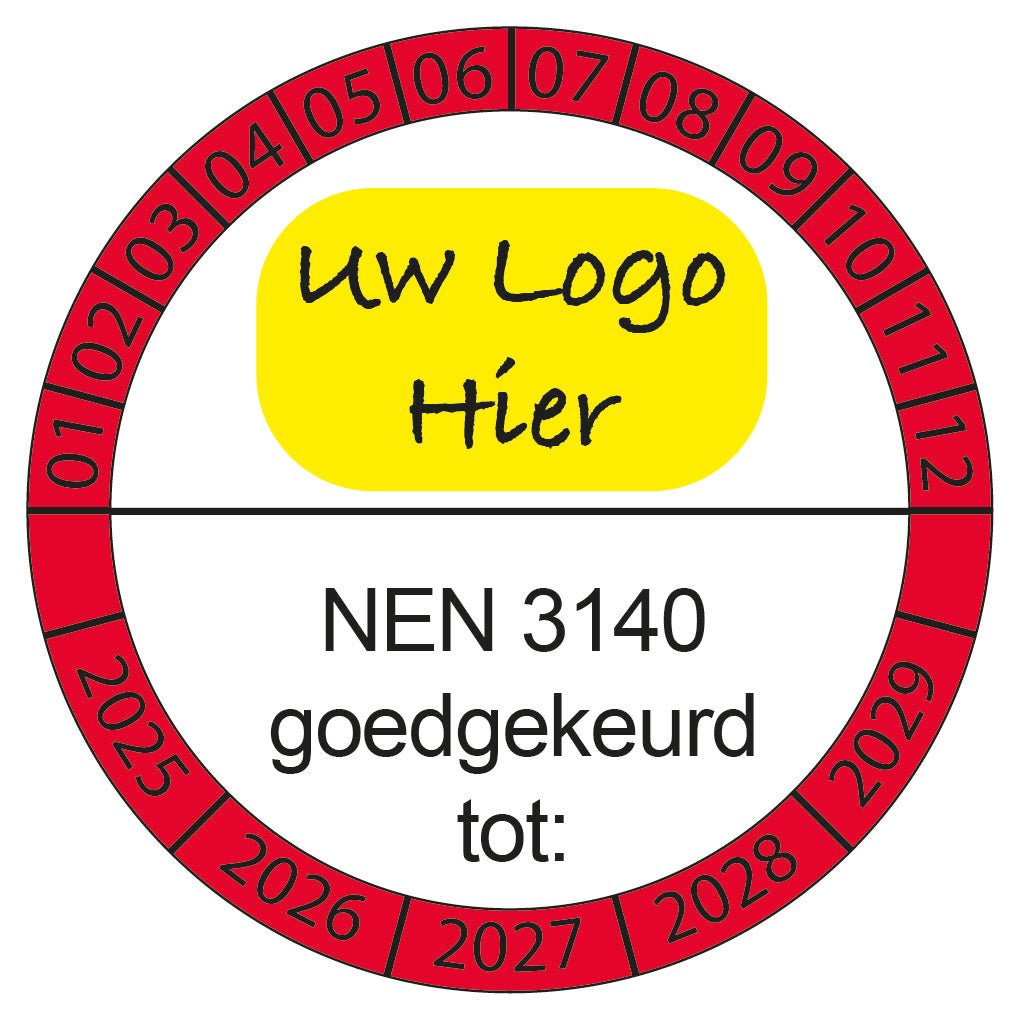 NEN3140 Keuringsstickers met Eigen Logo ontwerp logo - Ricard Pictogram stickers -