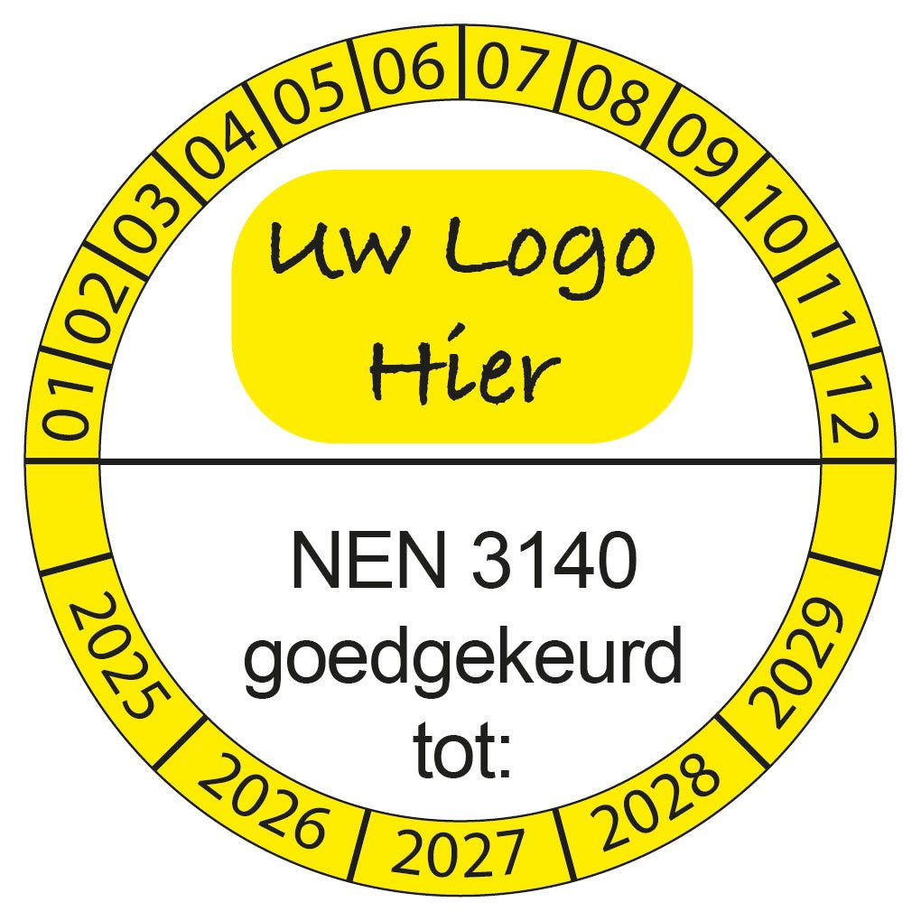 NEN3140 Keuringsstickers met Eigen Logo ontwerp logo - Ricard Pictogram stickers -