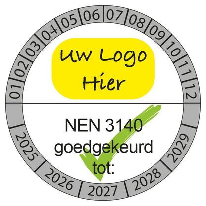 NEN3140 Keuringsstickers met Eigen Logo ontwerp logo - Ricard Pictogram stickers -