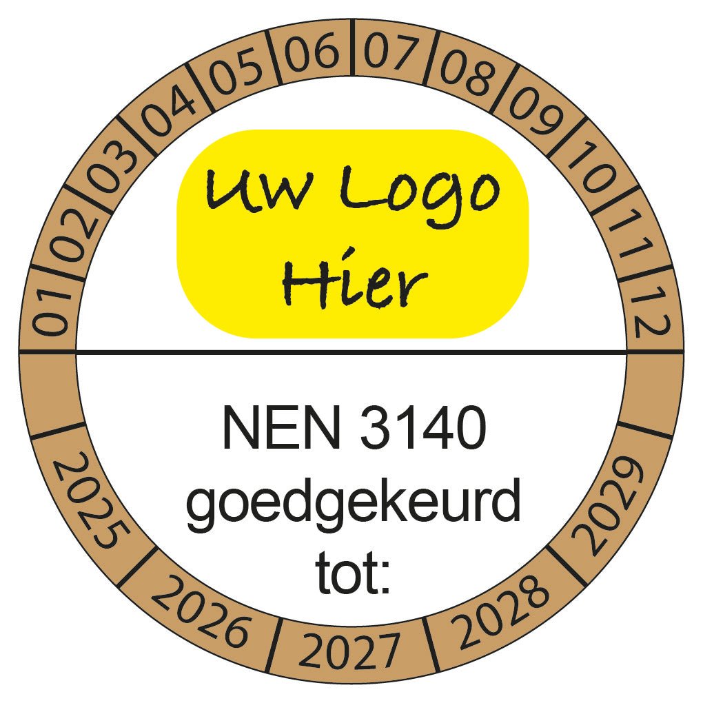 NEN3140 Keuringsstickers met Eigen Logo ontwerp logo - Ricard Pictogram stickers -