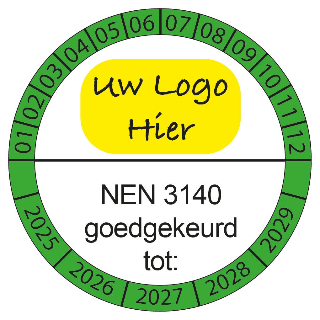 NEN3140 Keuringsstickers met Eigen Logo ontwerp logo - Ricard Pictogram stickers -