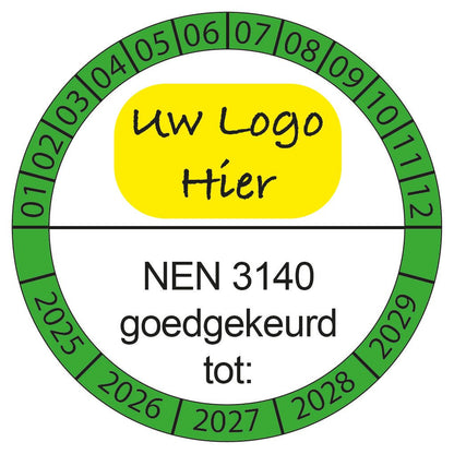 NEN3140 Keuringsstickers met Eigen Logo ontwerp logo - Ricard Pictogram stickers -