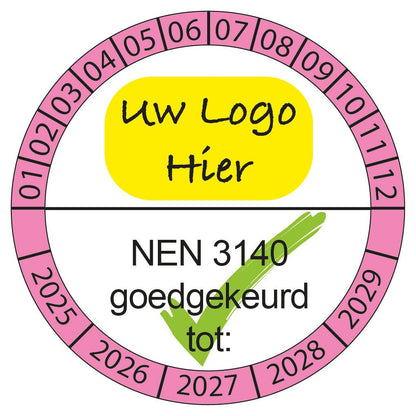 NEN3140 Keuringsstickers met Eigen Logo ontwerp logo - Ricard Pictogram stickers -