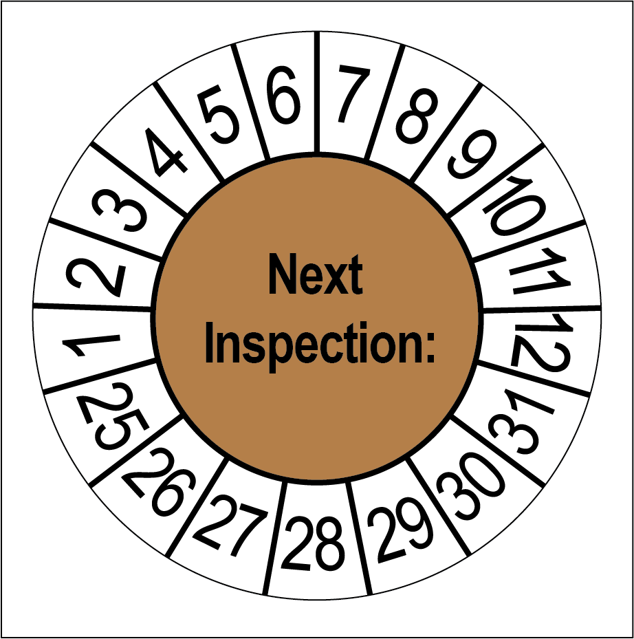 Keuringsstickers Next Inspection Bruin - Rond 35 mm - Ricard
