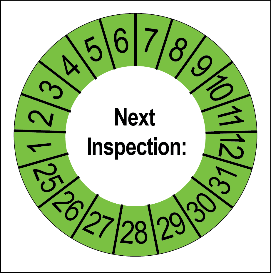 Keuringsstickers Next Inspection Groene Buitenrand - Rond 35 mm - Ricard