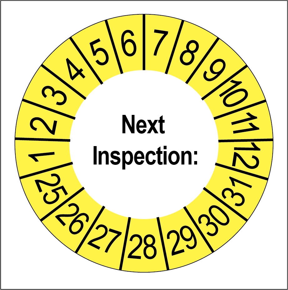 Keuringsstickers Next Inspection Gele Buitenrand - Rond 35 mm - Ricard