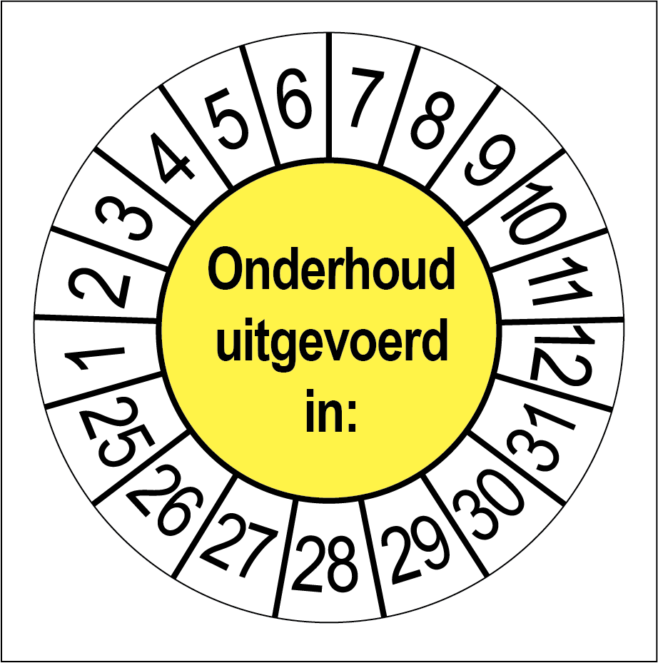 Keuringsstickers Onderhoud Uitgevoerd Geel - Rond 35 mm - Ricard