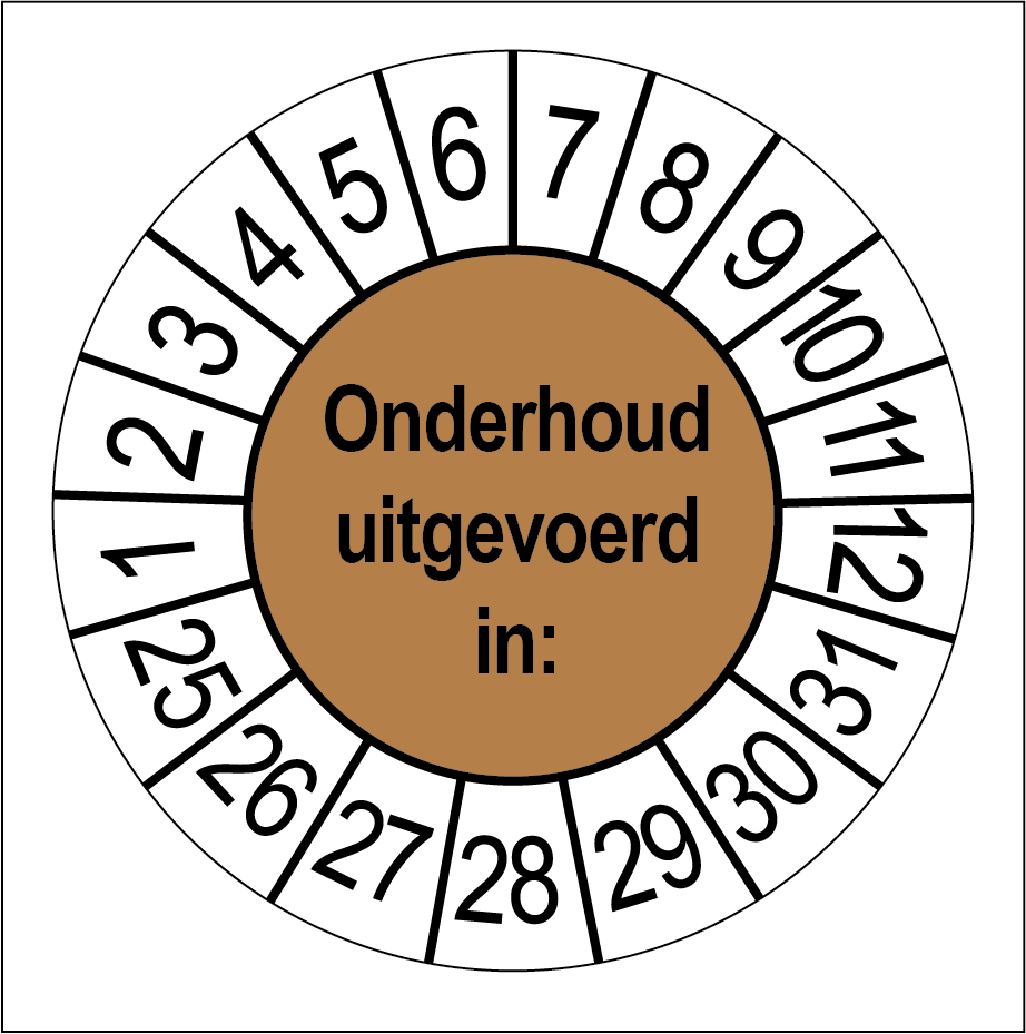 Keuringsstickers Onderhoud Uitgevoerd Bruin - Rond 35 mm - Ricard