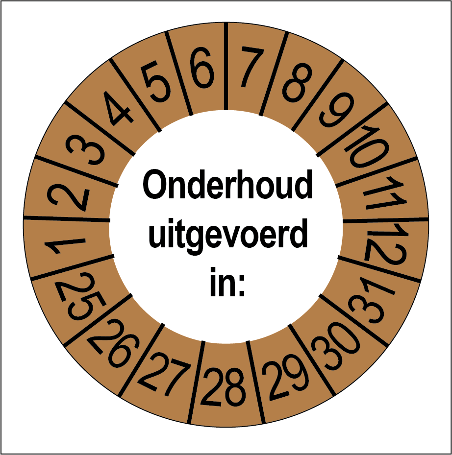 Keuringsstickers Onderhoud Uitgevoerd Bruine Buitenrand - Rond 35 mm - Ricard
