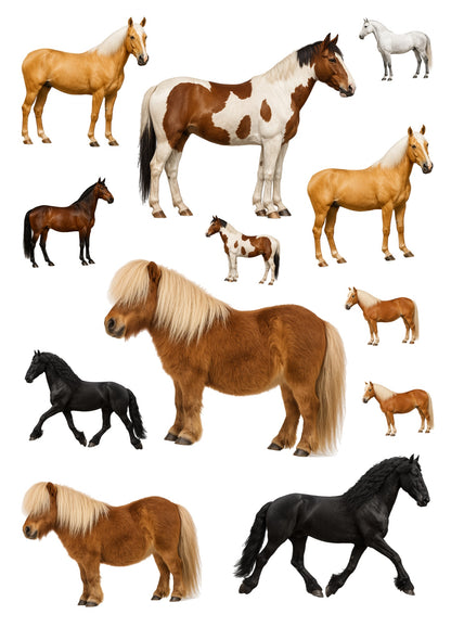 Stickervel A4 met 12 paardenstickers, vel 2 van 2