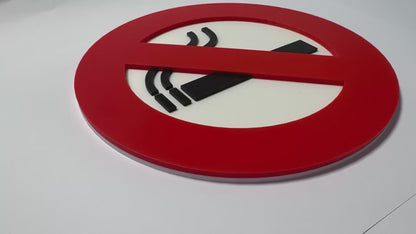 Verboden te roken bordje | 20 cm rond & 7 mm dik | PLA bio plastic