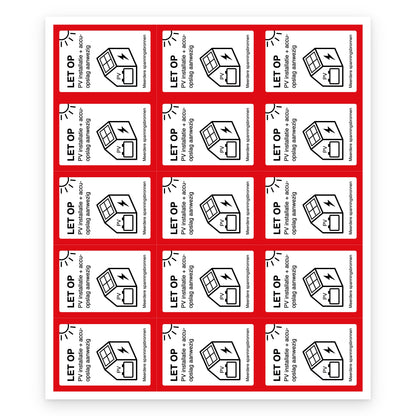 PV en accu sticker NEN 1010 35x50mm, set van 15 stickers - compleet vel van 15 stickers