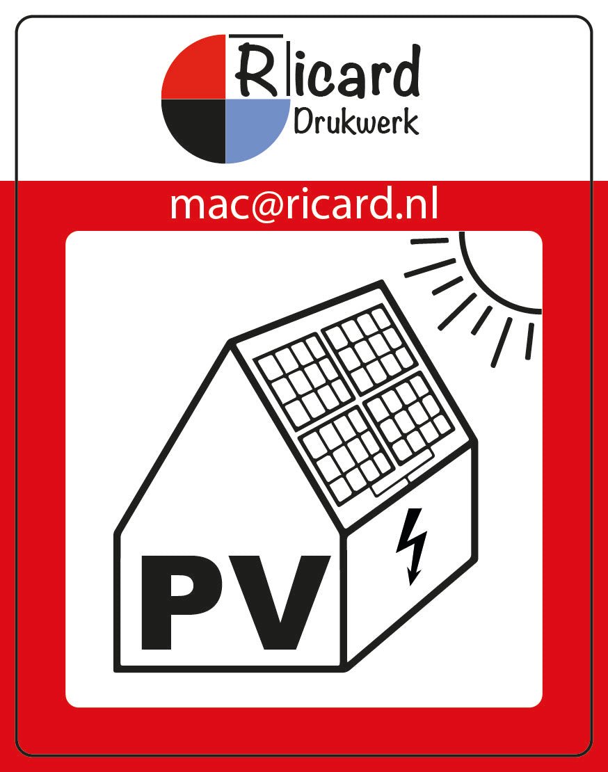 60x PV sticker 35 x 45 mm met eigen logo boven – Ricard Pictogram stickers