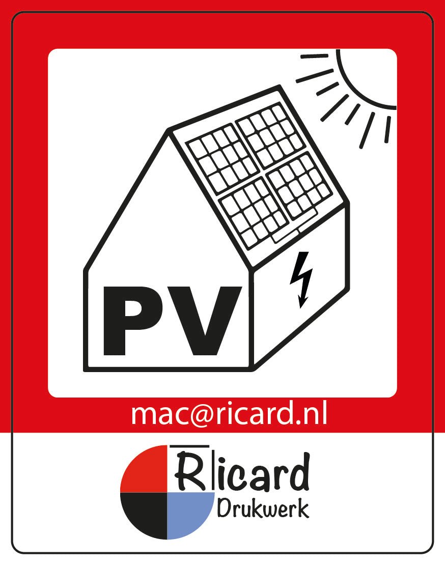 60x PV sticker 35 x 45 mm met eigen logo – Ricard Pictogram stickers