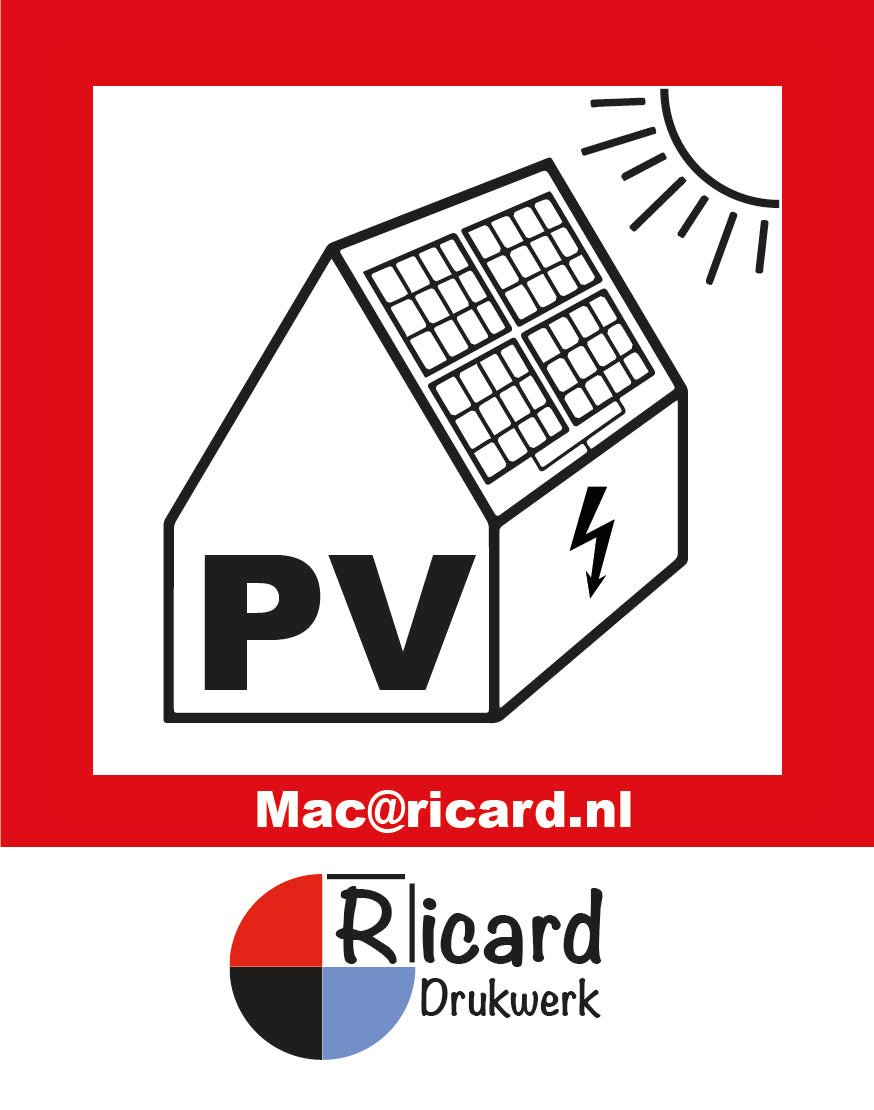 60x PV sticker 35 x 45 mm met eigen logo – Ricard Pictogram stickers