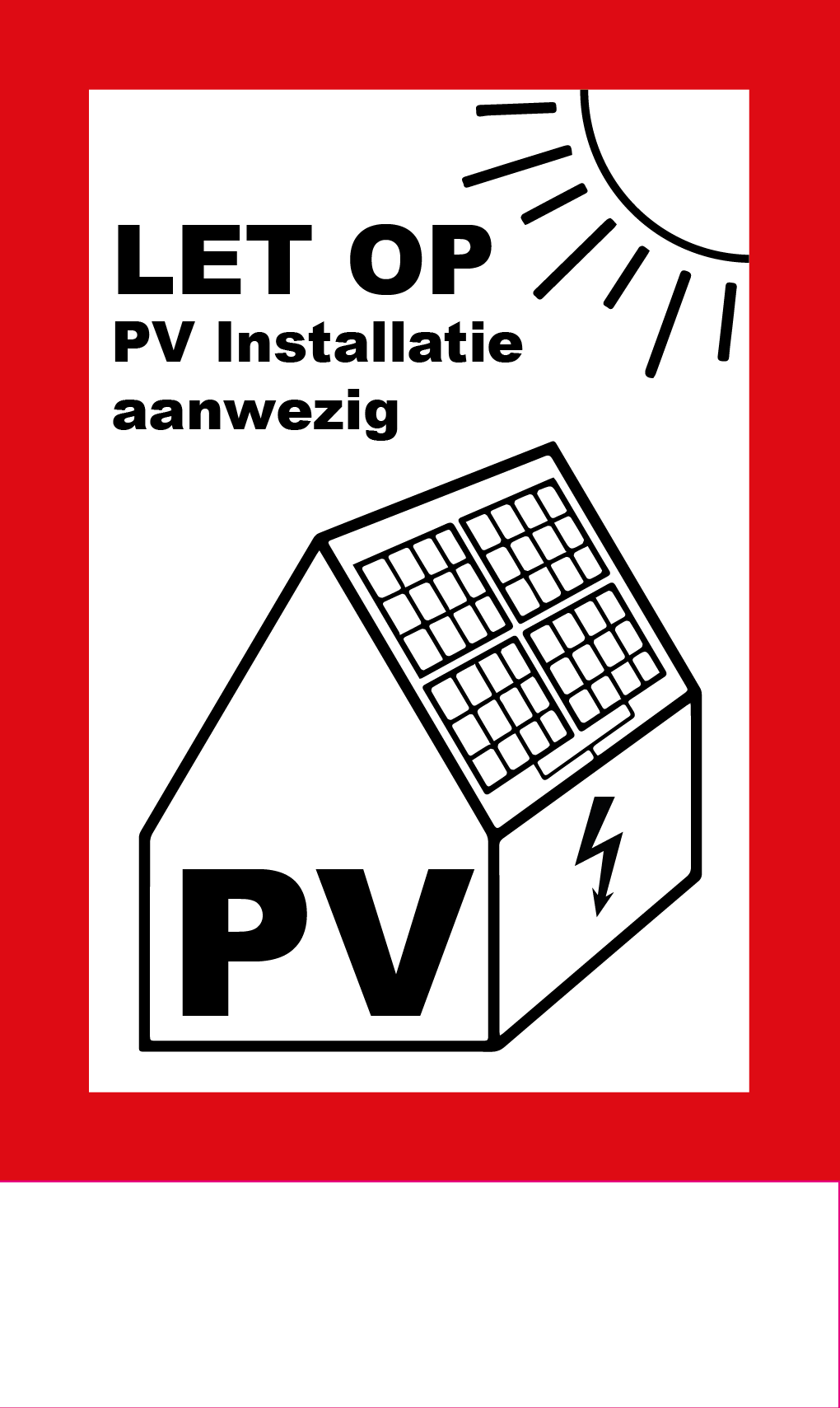 PV Sticker met eigen LOGO en tekst onder - NEN1010 - PV installatie aanwezig 35 x 60mm BxH - Ricard Pictogram stickers -