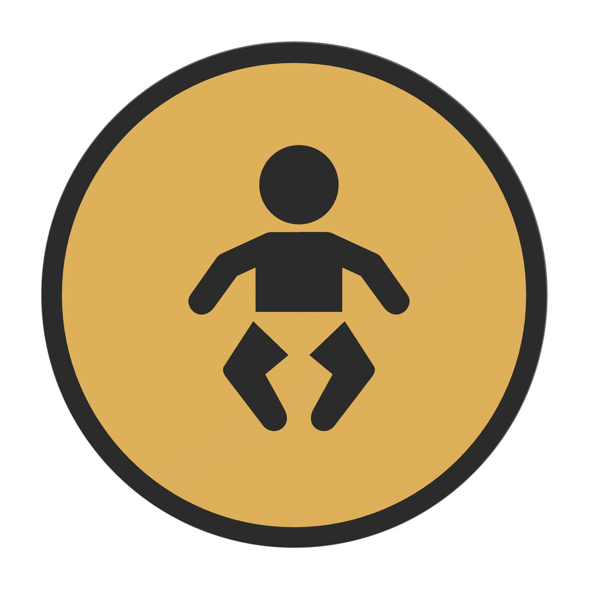 Bordje Baby verschonen, 12,5 cm rond, Goud-Zwart