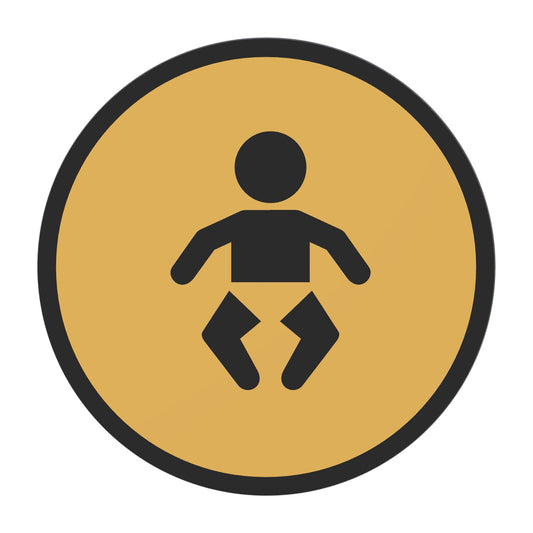 Bordje Baby verschonen, 12,5 cm rond, Goud-Zwart