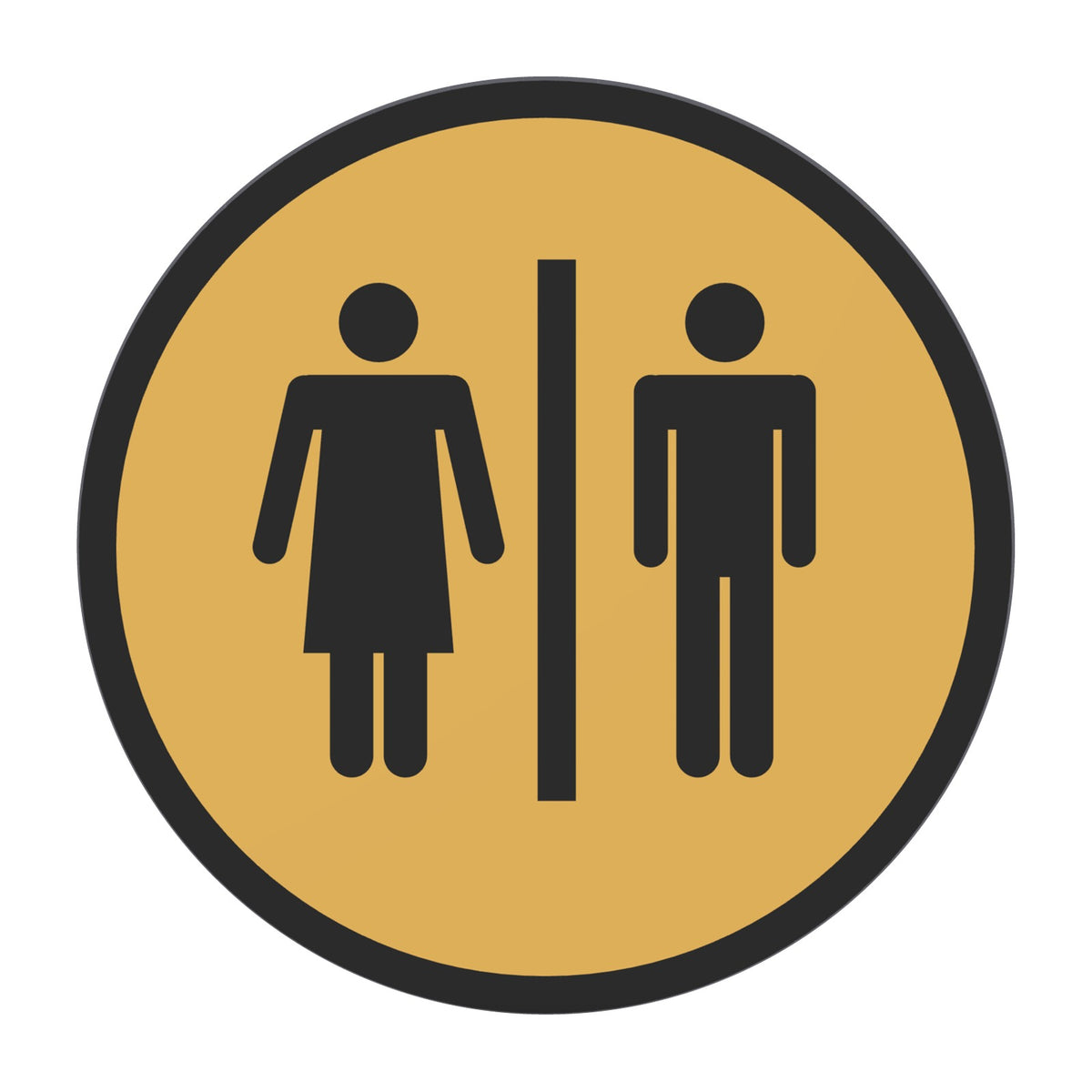 Toiletbordje Man en Vrouw, 12,5 cm rond, Goud-Zwart