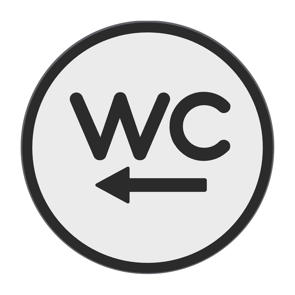 WC-bordje met pijl naar links, 12,5 cm rond, Wit-Zwart