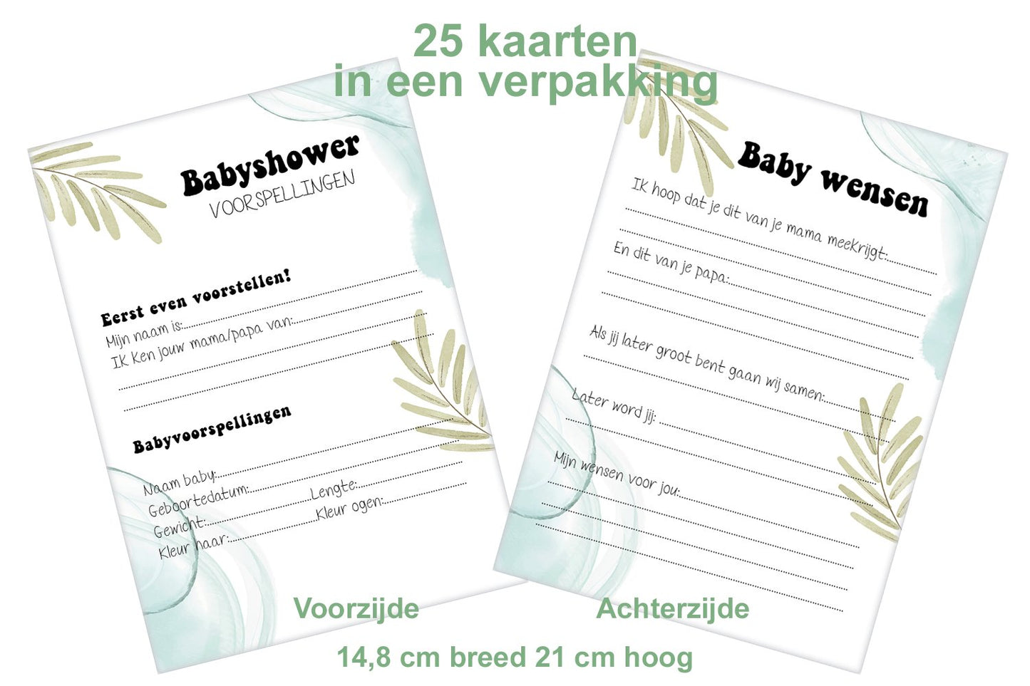 Set van 24x Mijlpaalteksten en 25 Babyshowerkaarten | Grote kaarten (148 mm bij 210 mm) - Ricard Pictogram stickers -