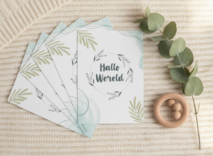 Milestone kaarten eucalyptus sfeerfoto met eucalyptustak