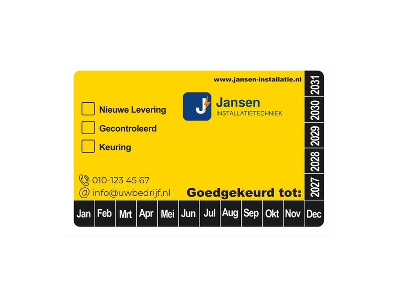 Keuringssticker 8 x 5 cm