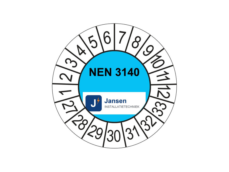Keuringssticker rond 35 mm