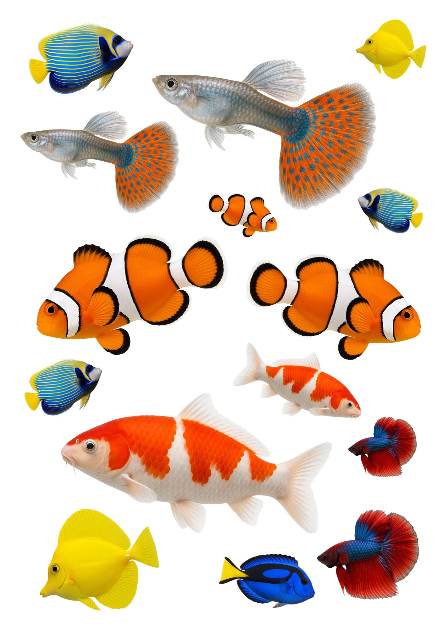 Stickervel A4 met 15 tropische vissenstickers, vel 2 van 2