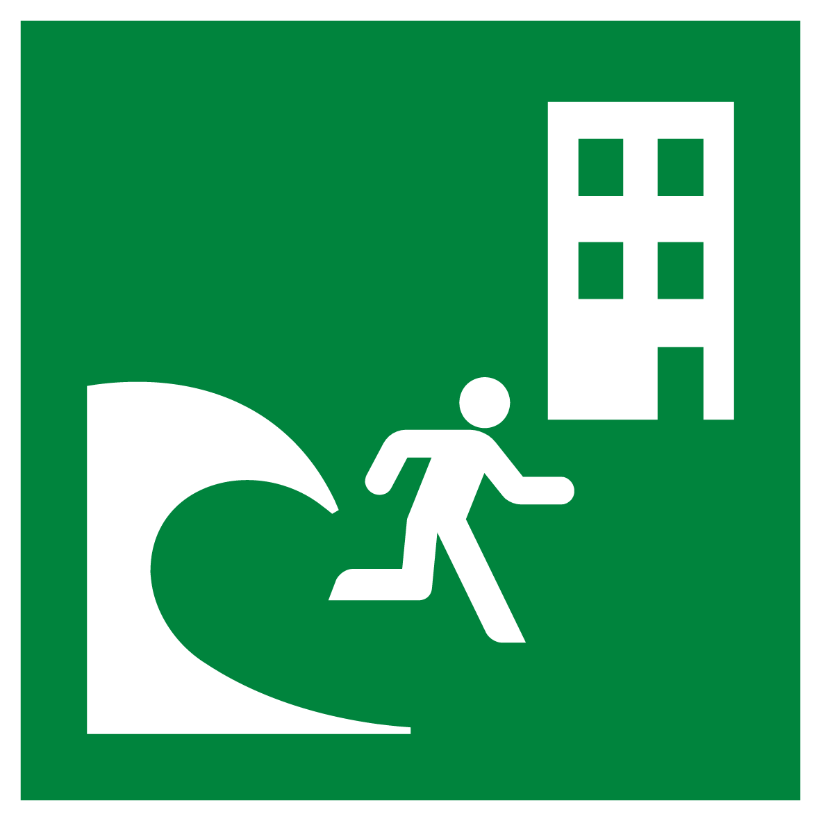 Tsunami evacuatiegebouw stickers, ISO 7010, E063 - Ricard Pictogram stickers -